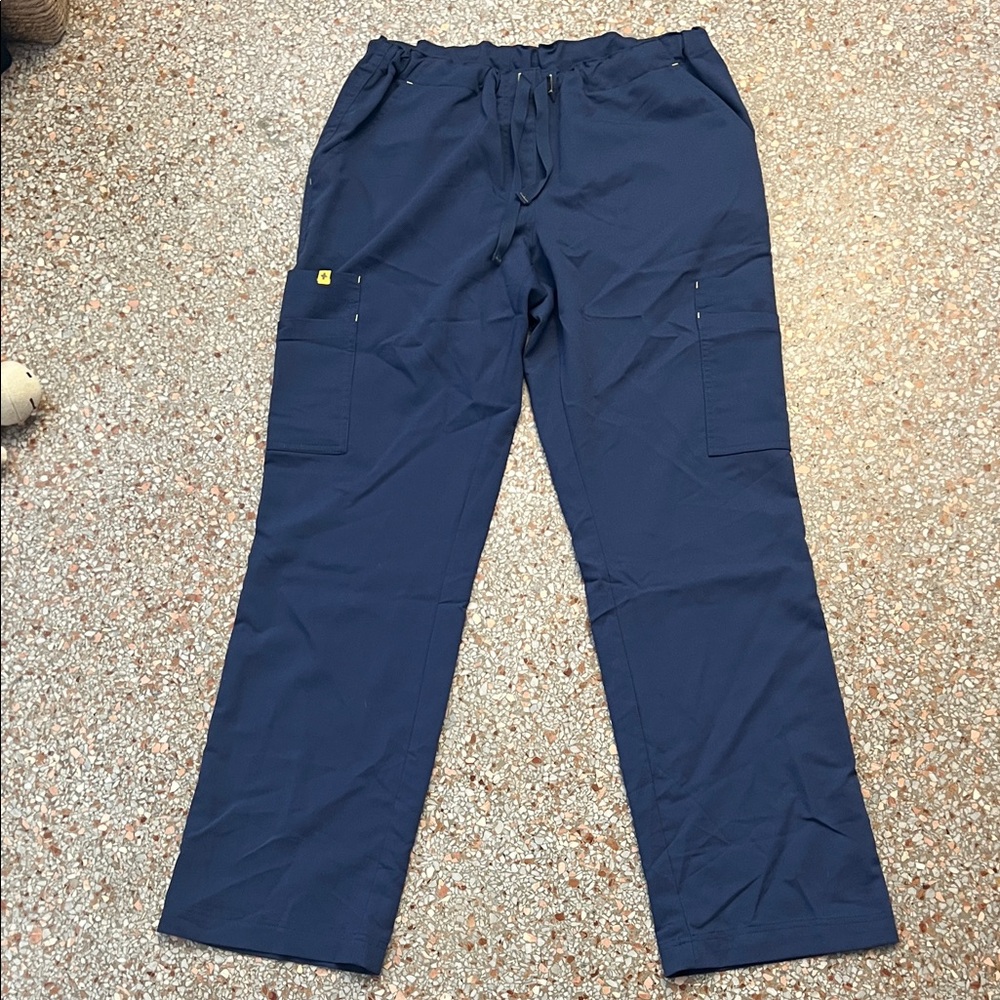Women’s Figs Cargo Scrub Pants in medium blue